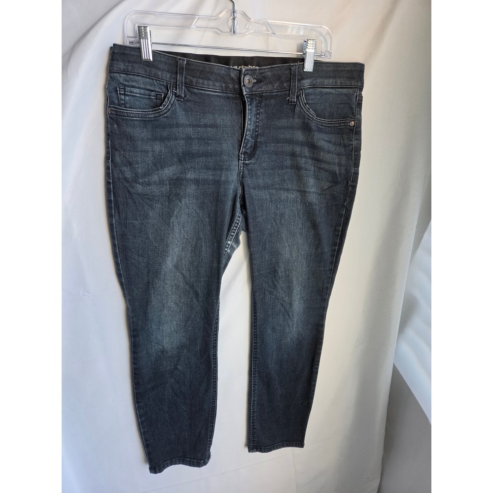 Liz Claiborne Jeans Womens Gray Dark Wash Slim Mid Rise Tapered